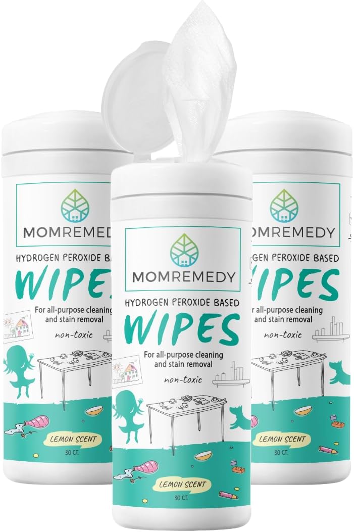 MOMREMEDY Hydrogen Peroxide Cleaning Wipes | All Purpose Cleaner and Stain Remover | Multipurpose