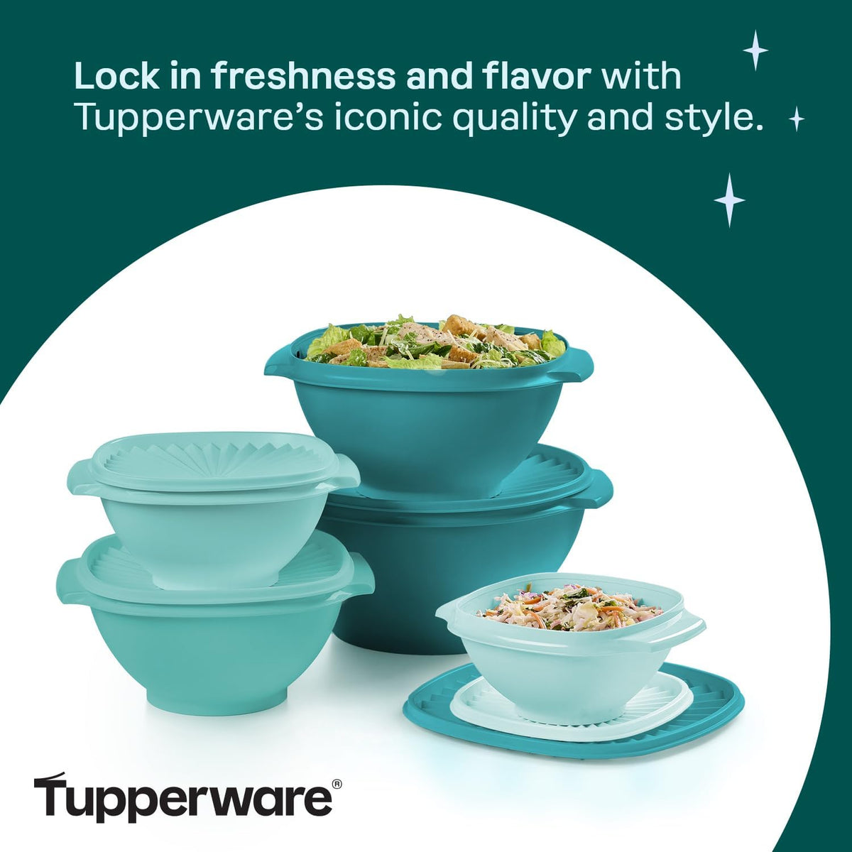 Tupperware Heritage Collection, New 10 Piece Food Storage Container Set in Vintage Green