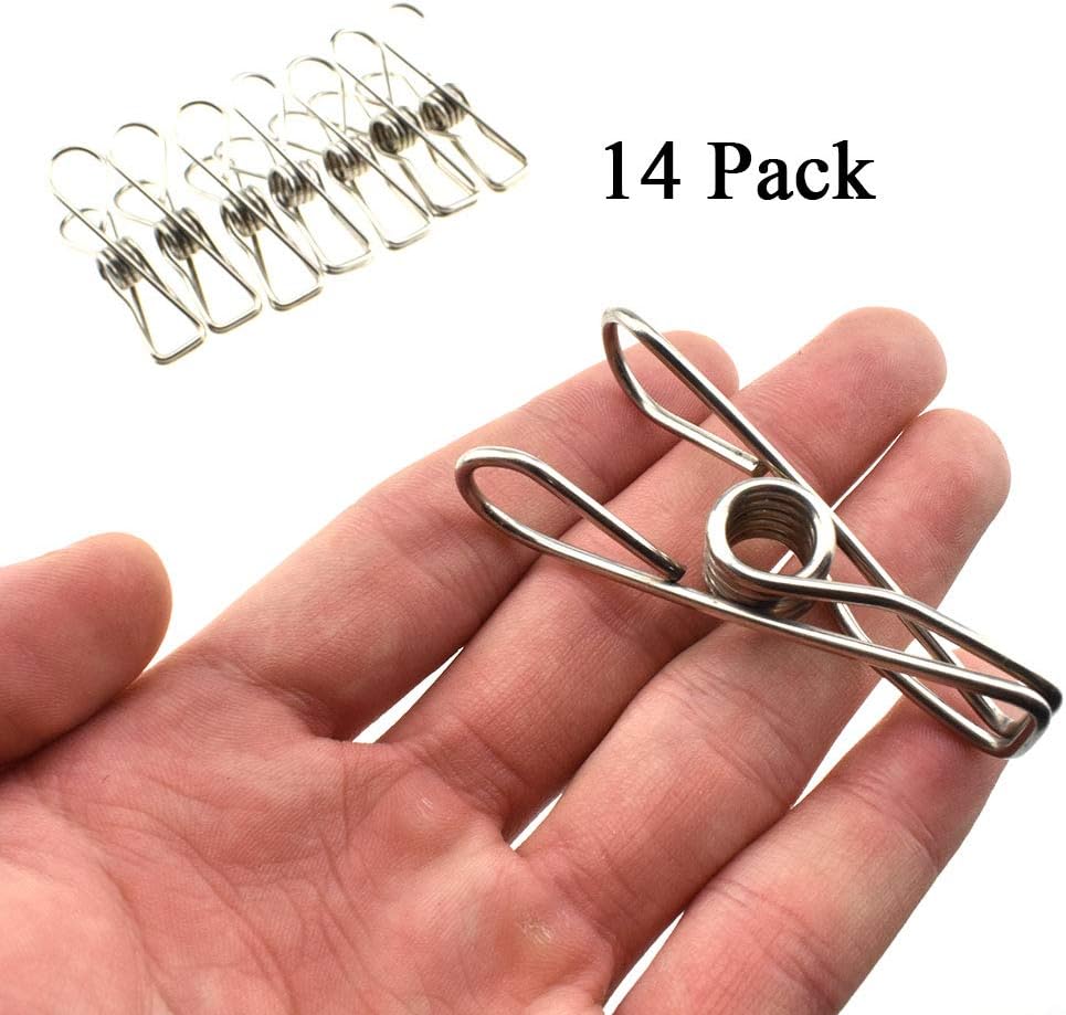 HAHIYO Clothespins Chip Clips All Metal Stainless Steel No Rust Stains Strong Grip in Heavy Wind