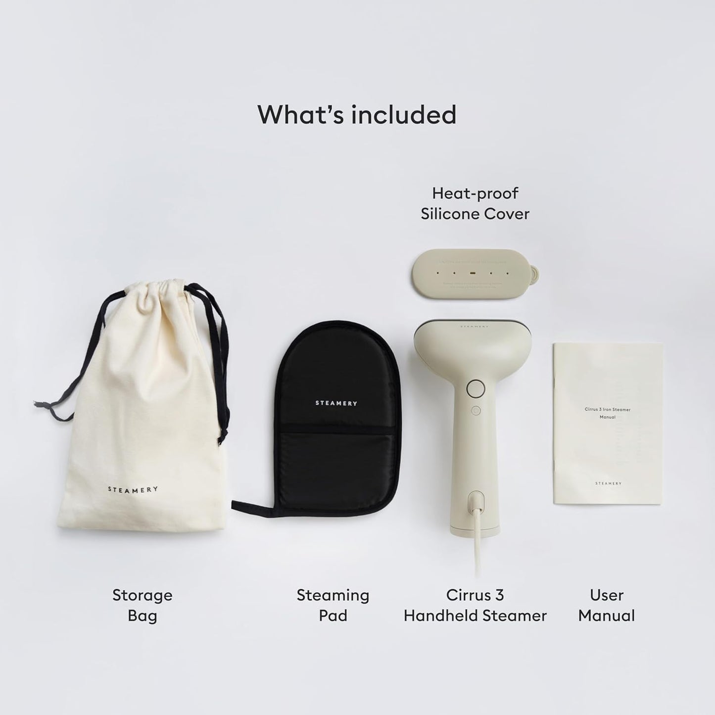 Steamery Handheld Clothes Steamer Cirrus 3, 1200W, US Plug, Heated Ironing Plate, Fast Heat Up