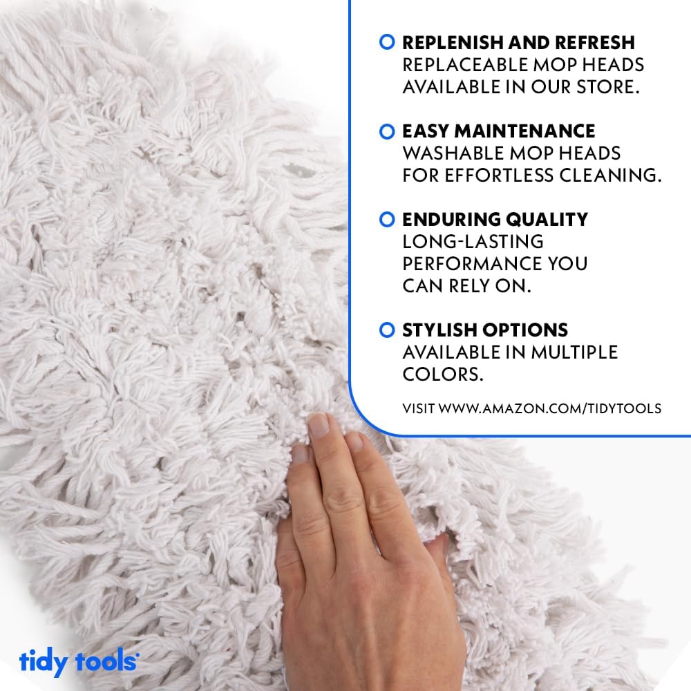 Commercial Dust Mop – 18 Inch Floor Sweeper for Hardwood, Reusable Cotton Mop Head, Extendable
