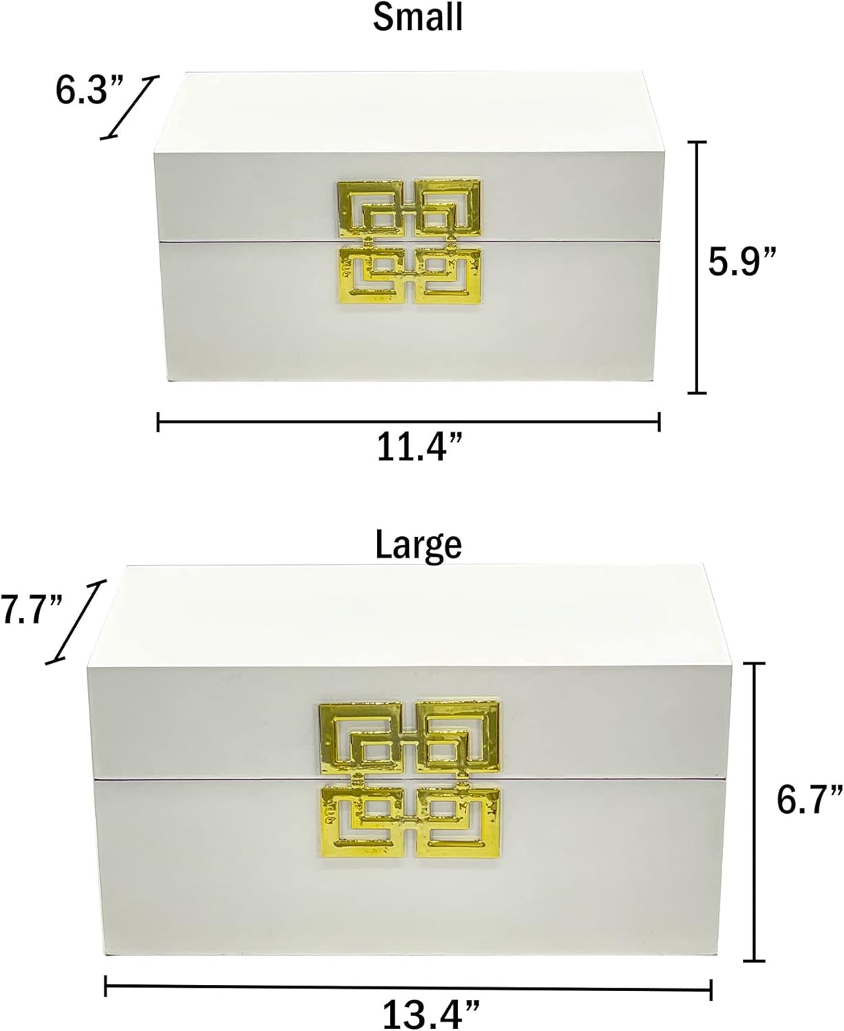 Galt International Large & Small Decorative Storage Box w/Hinged Lid - Classic Design Wood Decor