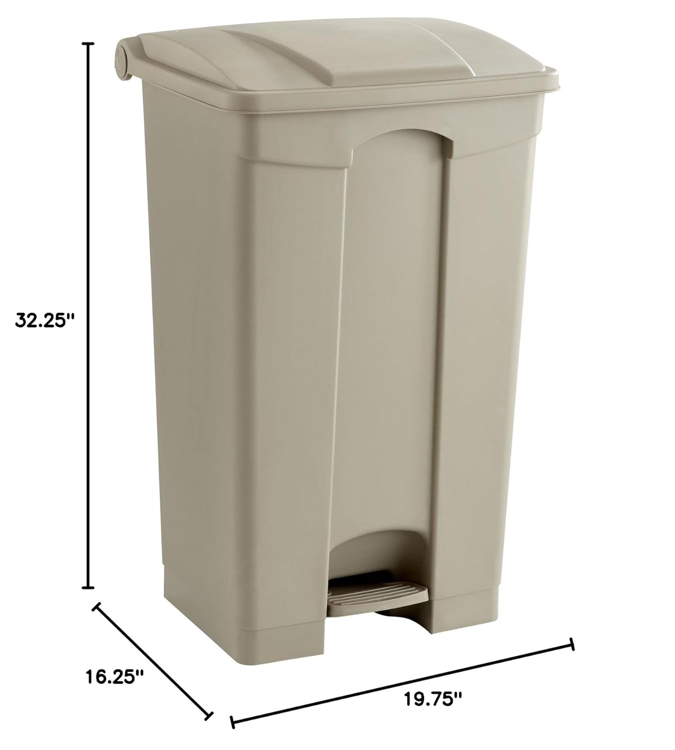 Safco Step On Plastic Trash Can with Foot Pedal, 23 Gallon Garbage Can for Kitchen, Indoor or