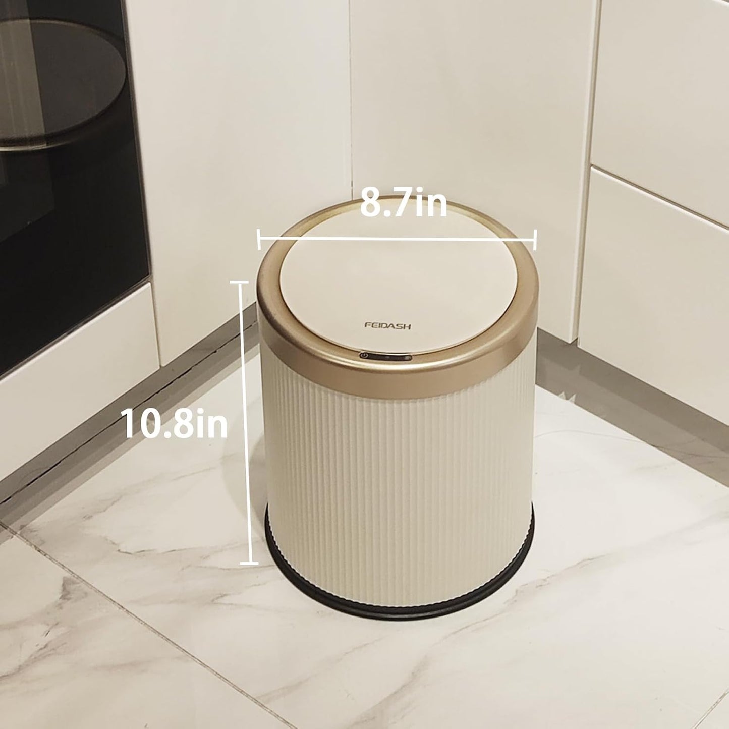 URALFA Automatic Motion Sensor Bathroom Trash Can with Lid, 10.5 Liter / 2.8 Gallon Touchless Trash