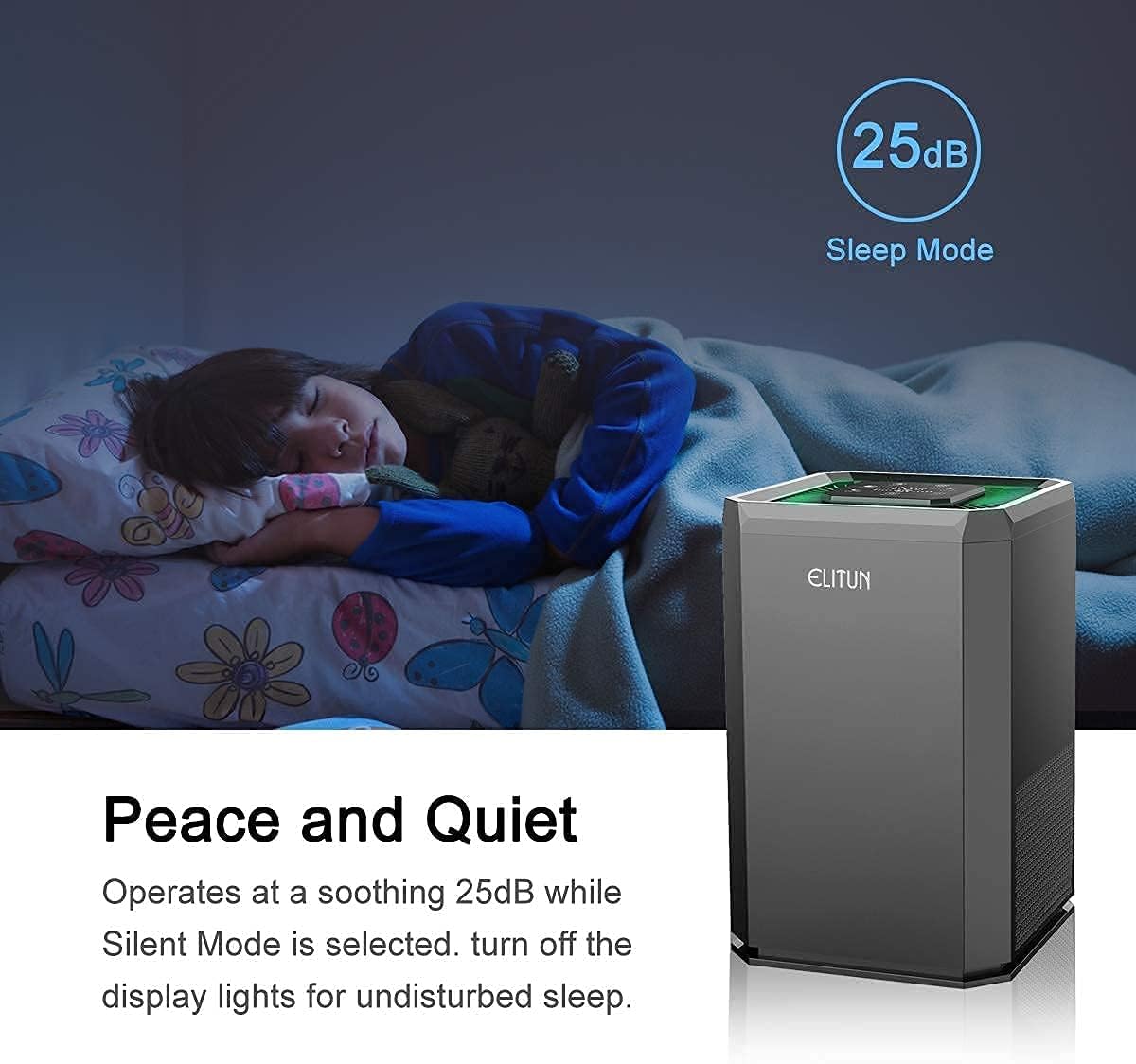Home Air Purifier for Bedroom Baby Room Living Room Kitchen and Office, Quiet Air Cleaner with H13