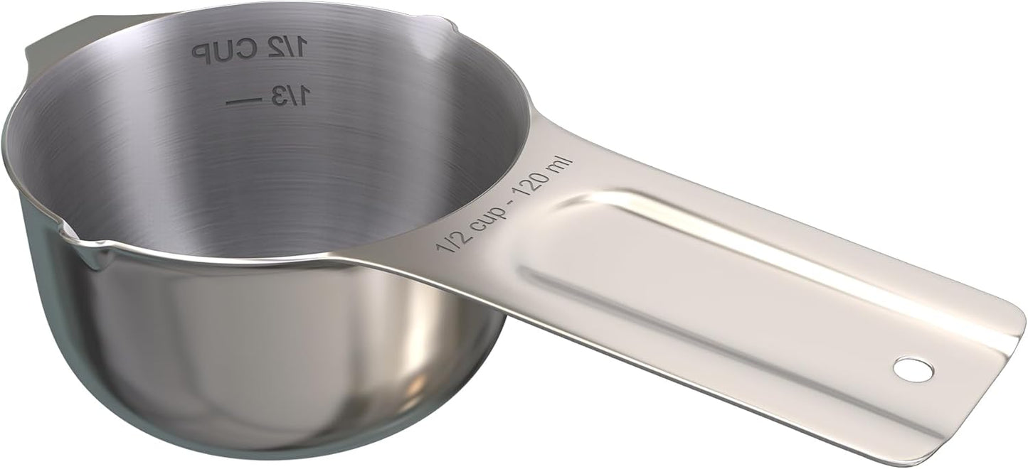 Color Up ½ Cup Measuring Cup (120 ml) – Premium Chrome Stainless Steel, Accurate for Wet & Dry