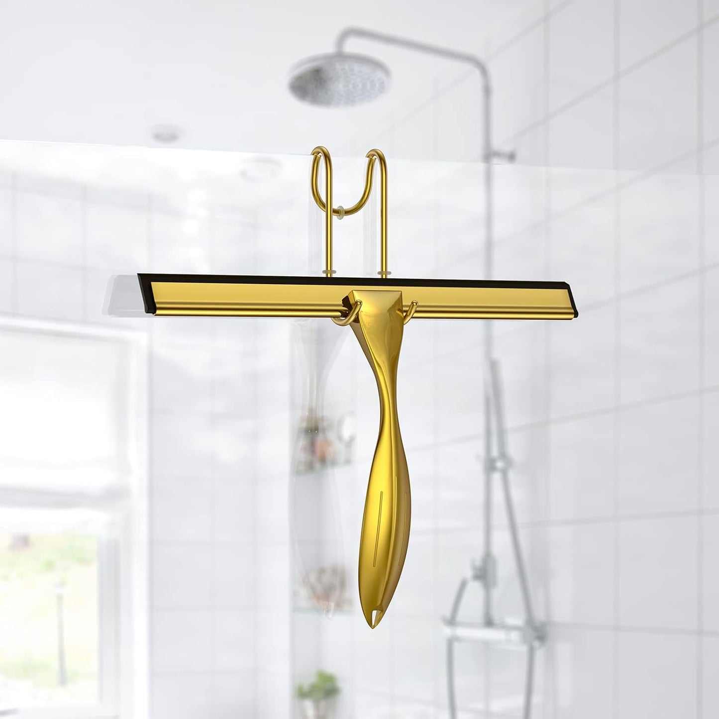 Shower Squeegee for Glass Door 12-Inch Stainless Steel Bathroom Squeegee Window Wiper, with Shower