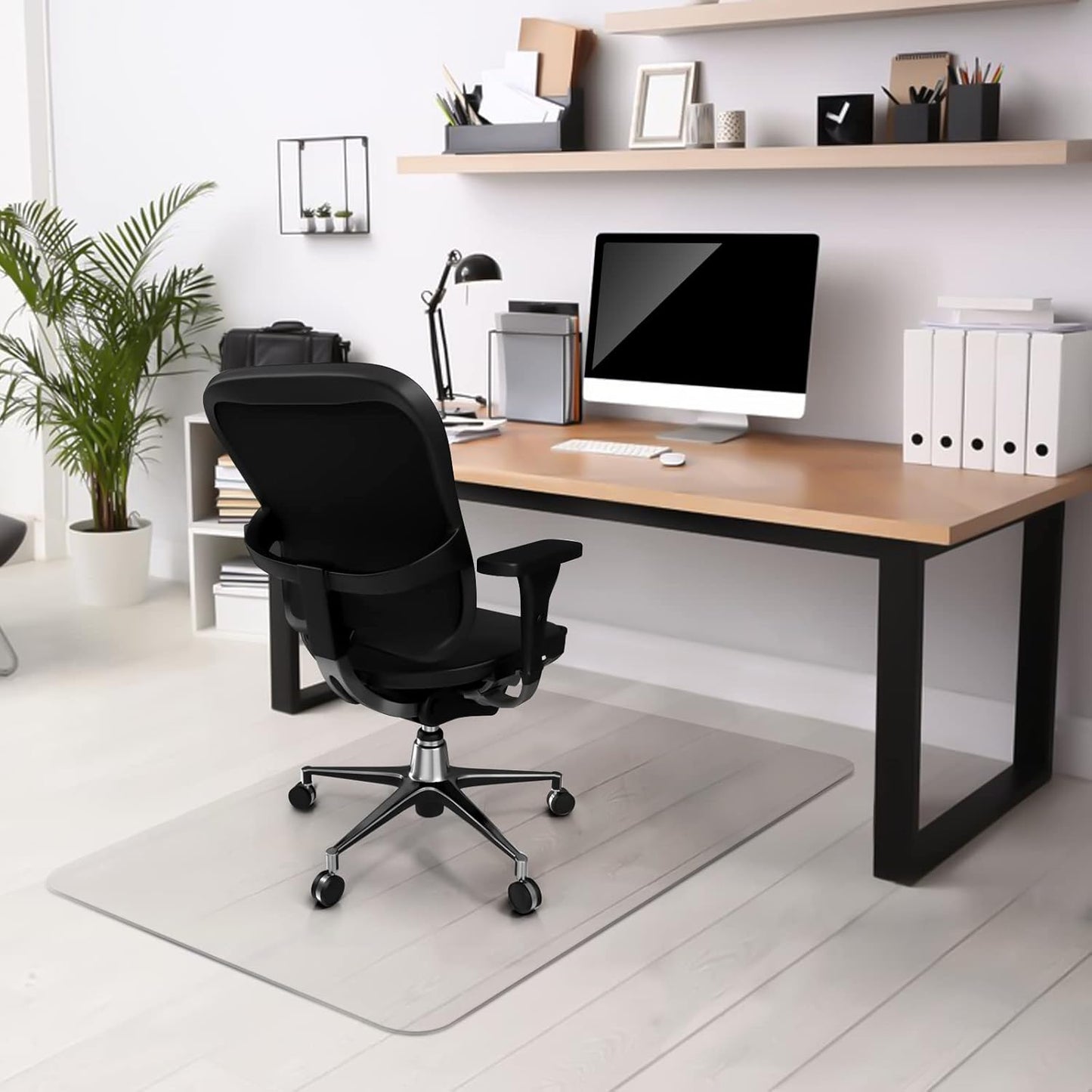 Kuyal Clear Chair mat for Hardwood Floor 44 x 58 inches Transparent Floor Mats Wood/Tile Protection