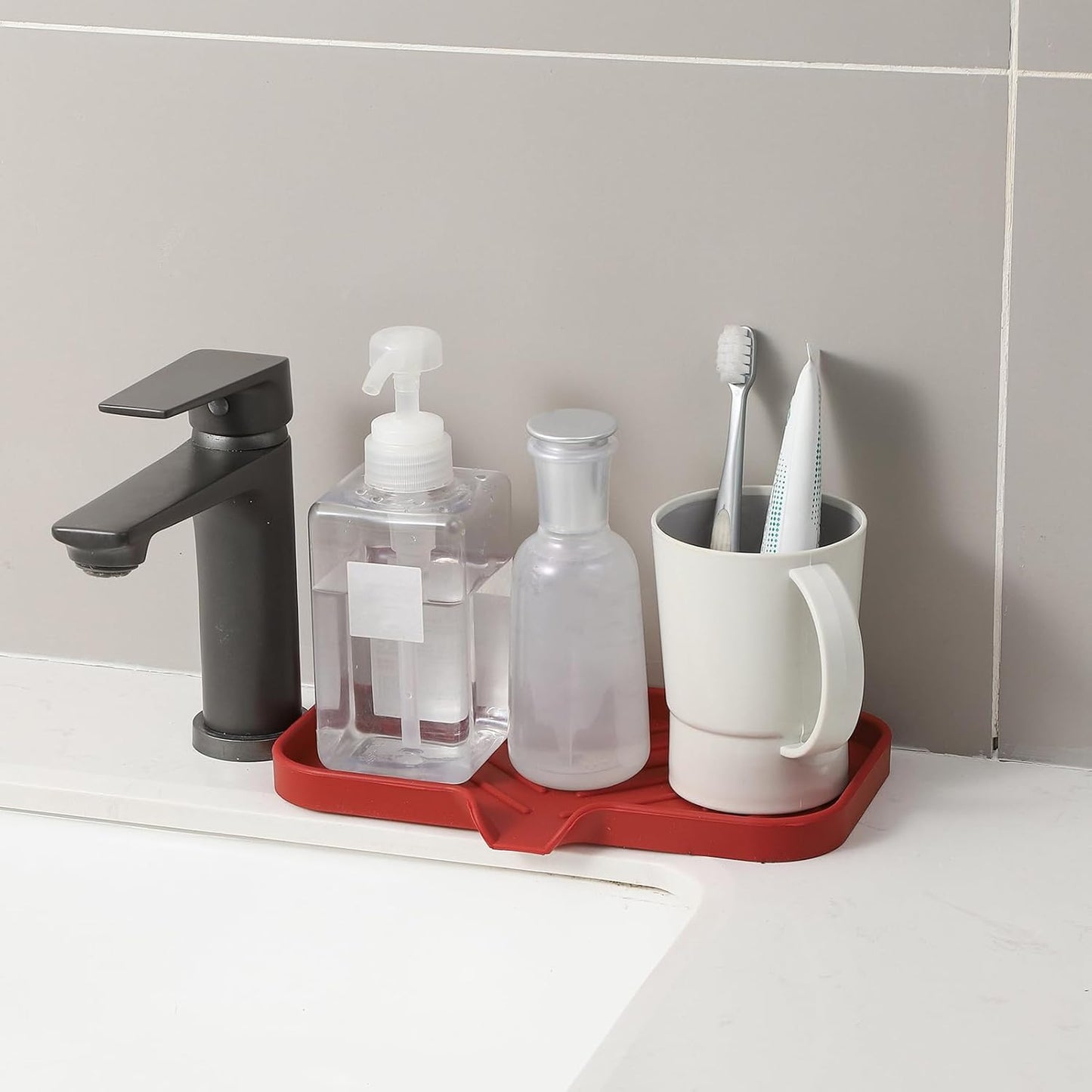 Silicone Bathroom Soap Dishes with Drain Spout-Bathroom and Kitchen Sink Organizer,Sponge