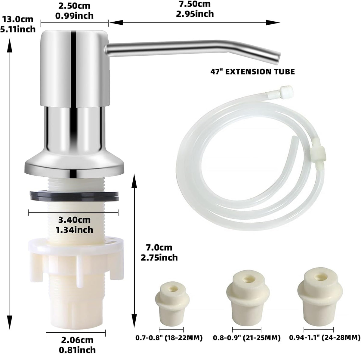 Soap Dispenser for Kitchen Sink, Built in Sink Soap Dispenser, Countertop Soap Dispenser Pump with