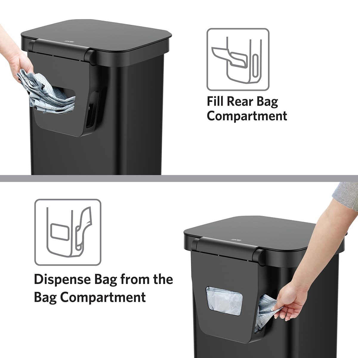 Glad Stainless Steel Step Trash Can, Series 2 with Clorox Protection - Large Black Kitchen Garbage