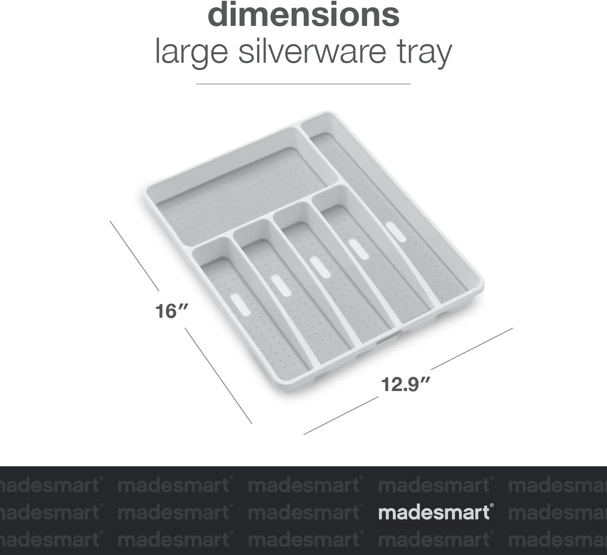 madesmart Classic Large Silverware Tray - White |CLASSIC COLLECTION | 6-Compartments| Kitchen