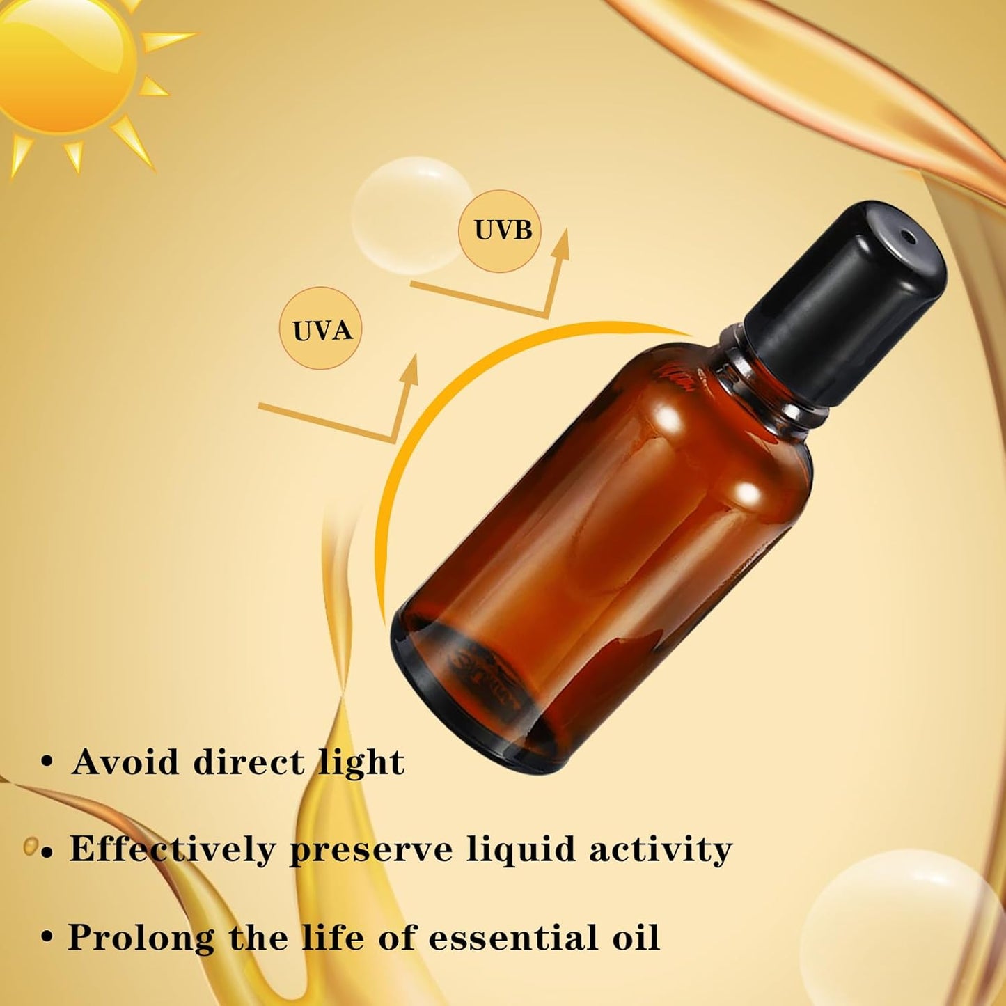30ML Roller Bottles for Essential Oil, 4 Pack Empty Amber Glass Roller Bottle for Perfume Oil, Roll