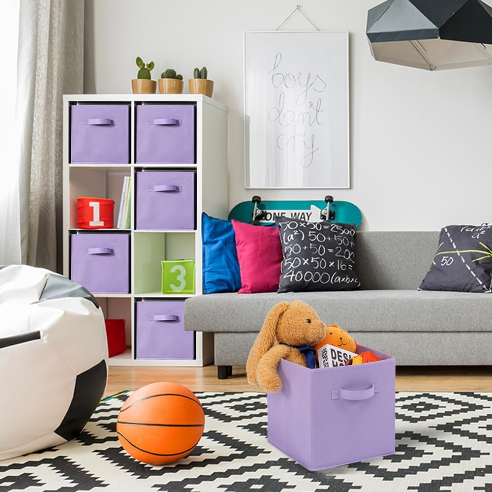 Stero 13x13x13 Inch Fabric Storage Bins 6 Pack Fun Colored Durable Storage Cubes with Handles