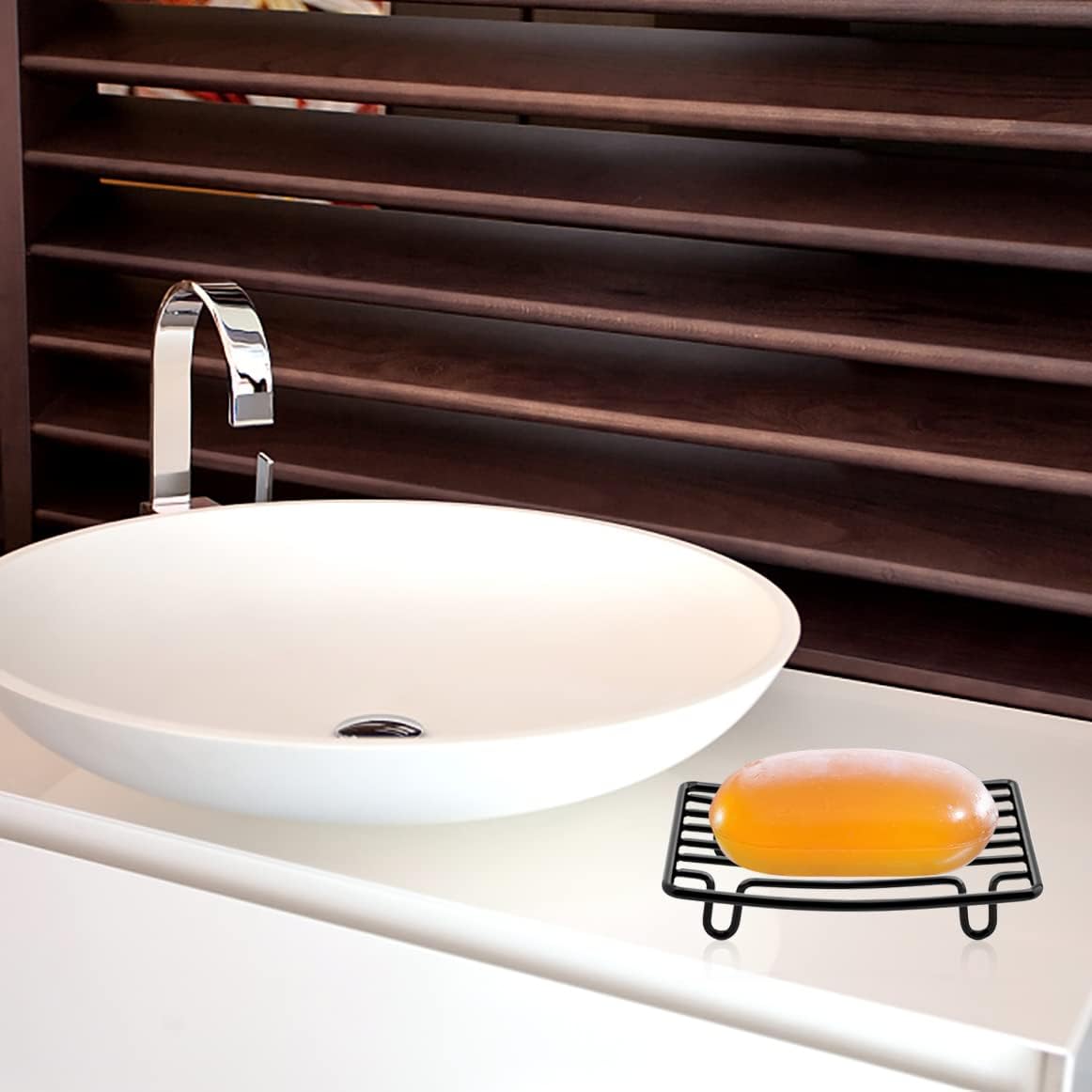 Bar Soap Dish Holder for Shower Bathroom Stainless Steel Rust Proof Self Draining, Black-2 Pack