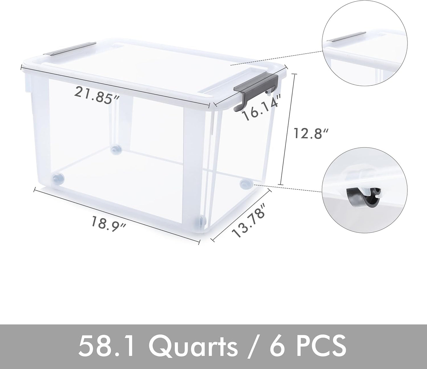 Citylife 6 Packs 58.1 QT Plastic Storage Bins with Lids Large Stackable Storage Containers for