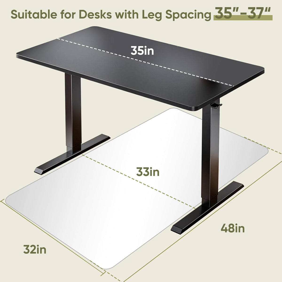 Office Chair Mat for Carpet & Hardwood, Upgraded 32" x 48" Dual Use Tempered Glass Chair Mat for