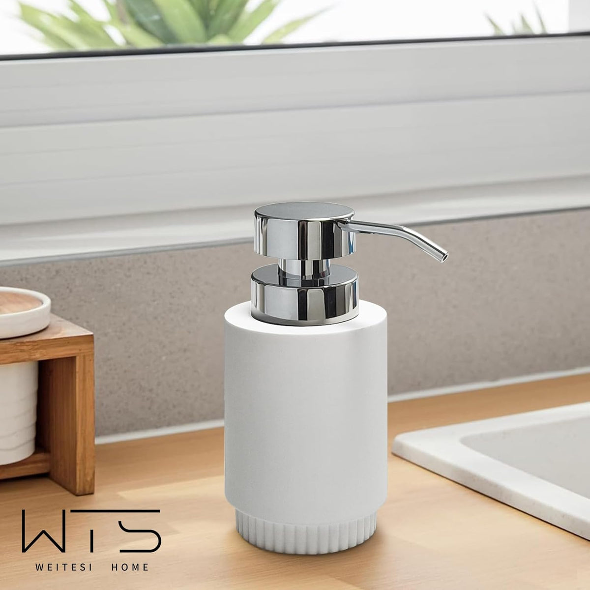 Resin Soap Dispenser for Bathroom, Hand Lotion Liquid Dispenser Easy-to-Press with Reusable Plastic