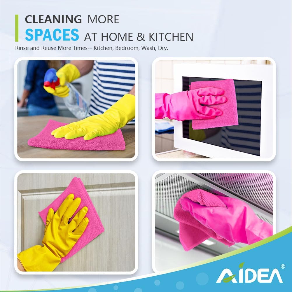 AIDEA Microfiber Cleaning Cloth-12PK, Soft Microfiber Towels for Cars, Absorbent Cleaning Rags