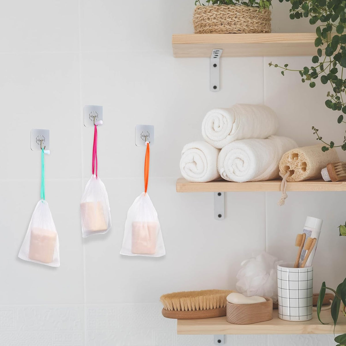 Hushee Soap Bag Bubble Mesh Bags Exfoliating Soap Pouch with Drawstring for Foaming Drying Easy