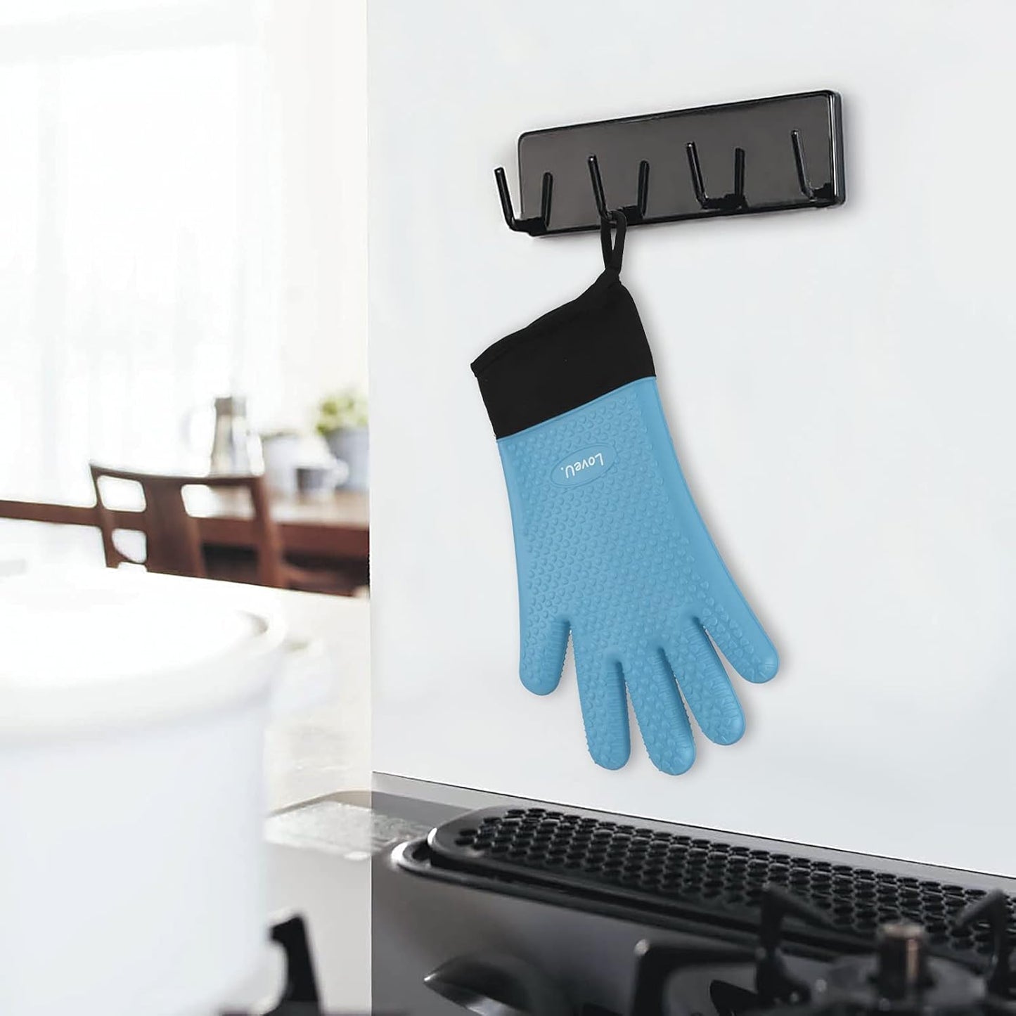 Kitchen Oven Gloves - Silicone and Cotton Double-Layer Heat Resistant Oven Mitts/BBQ Gloves/Grill