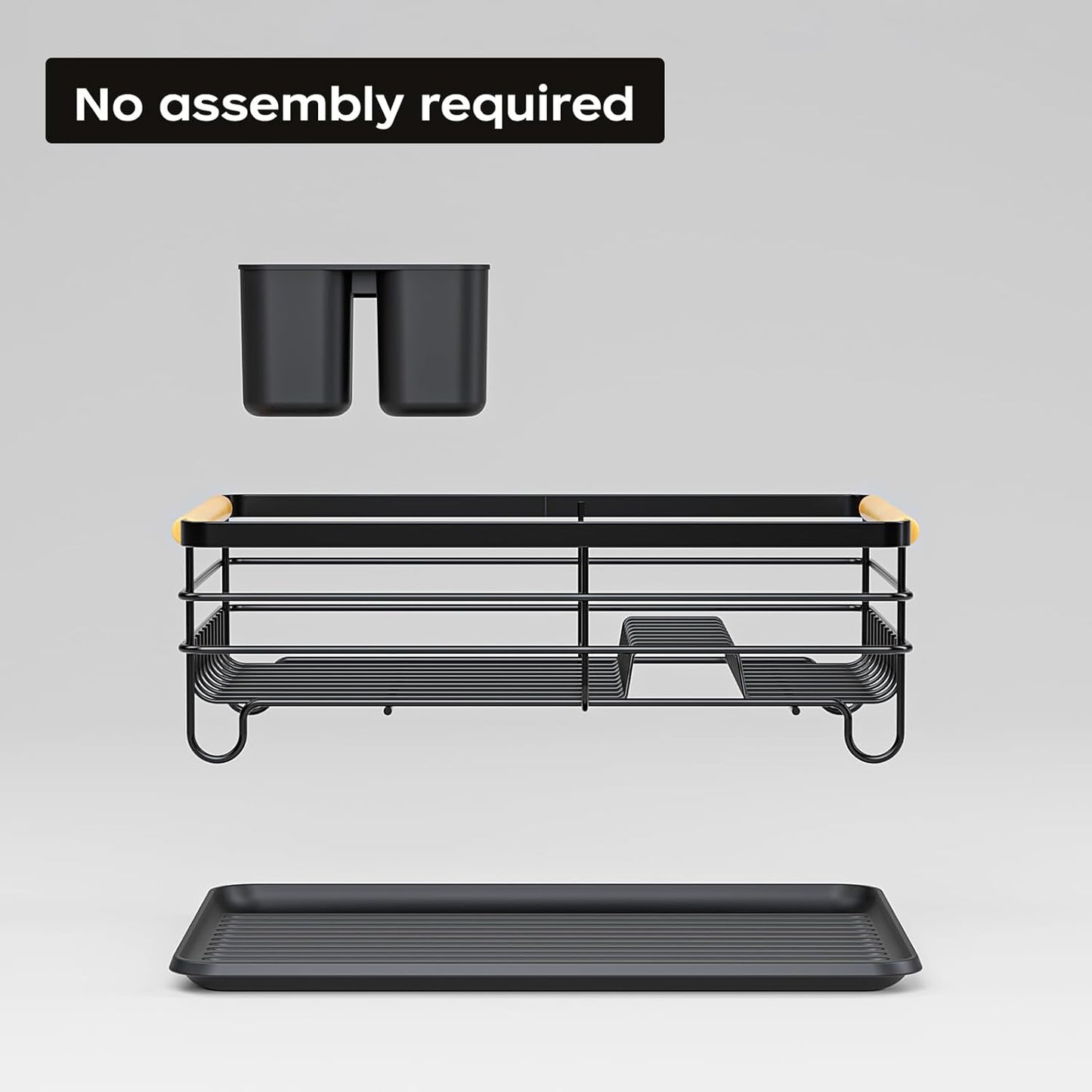 Dish Racks for Kitchen Counter: Wooden Handles, Thickened Metal, No Assembly. Small Dish Drying