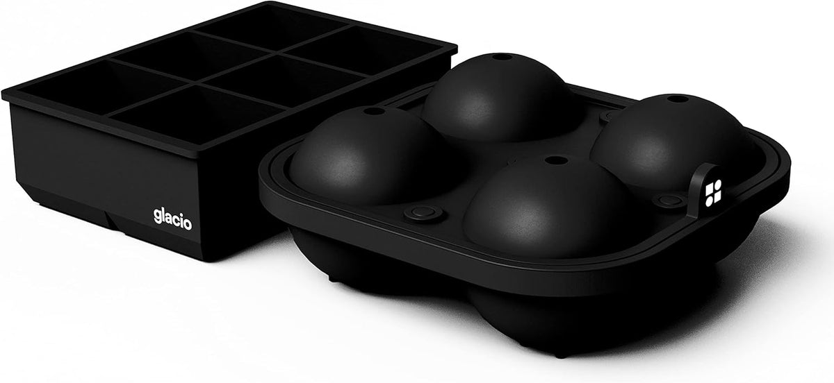 glacio Ball Ice Cube Tray and Big Ice Cube Molds for Whiskey, Slow-Melting, 100% Silicone