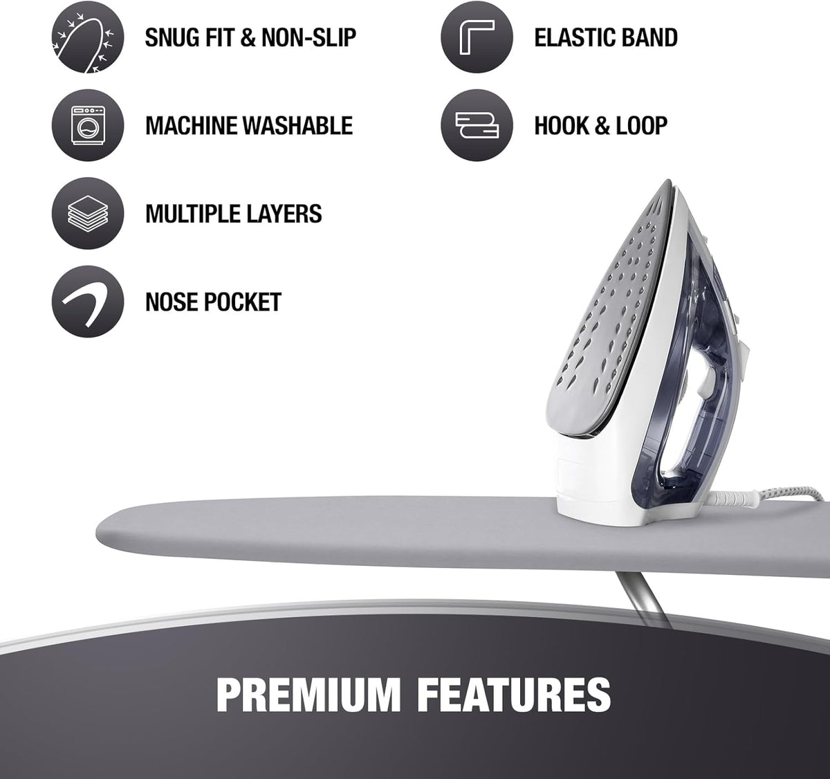 Extra Thick Ironing Board Covers with Pad Standard Size 15x54, Heat Reflective Full Scorch