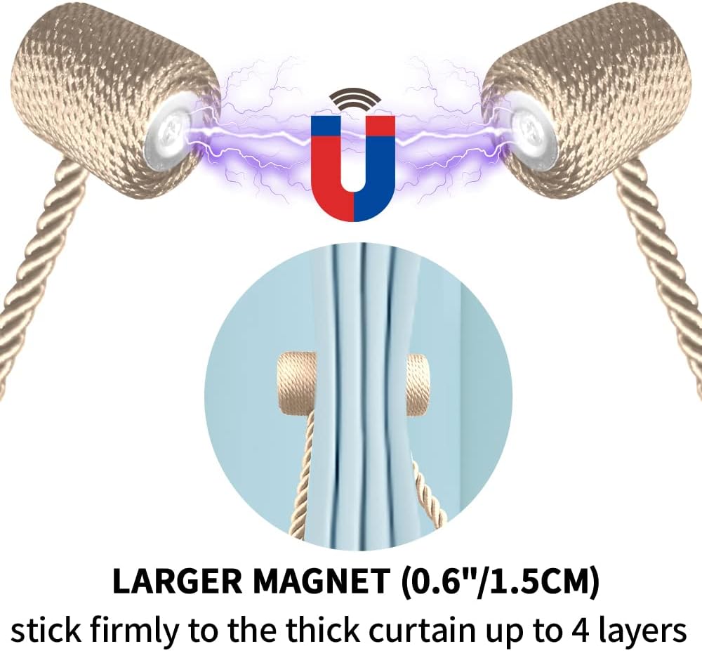 18 Inch Strong Magnetic Curtain Tiebacks, Curtain Holdbacks Modern Upgrade Strong 2021 New Twisted