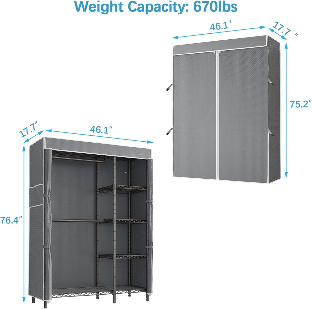 VIPEK V7C Garment Racks with Cover Portable Closets for Hanging Clothes, Heavy Duty Clothes Rack