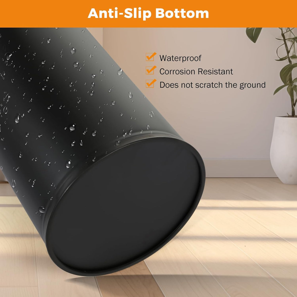 BEAMNOVA Commercial Trash Can 16.5 Gal Open Top Black Outdoor Indoor Garbage Enclosure Inner with