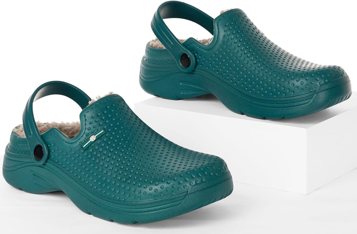 Womens Mens Fur Lined Clogs Waterproof Garden Shoes Winter Warm Fleece Lining Fuzzy House Home
