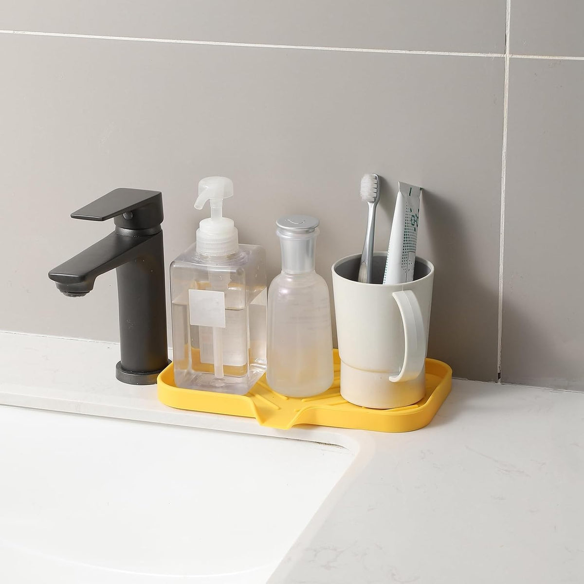 Silicone Bathroom Soap Dishes with Drain Spout-Bathroom and Kitchen Sink Organizer,Sponge