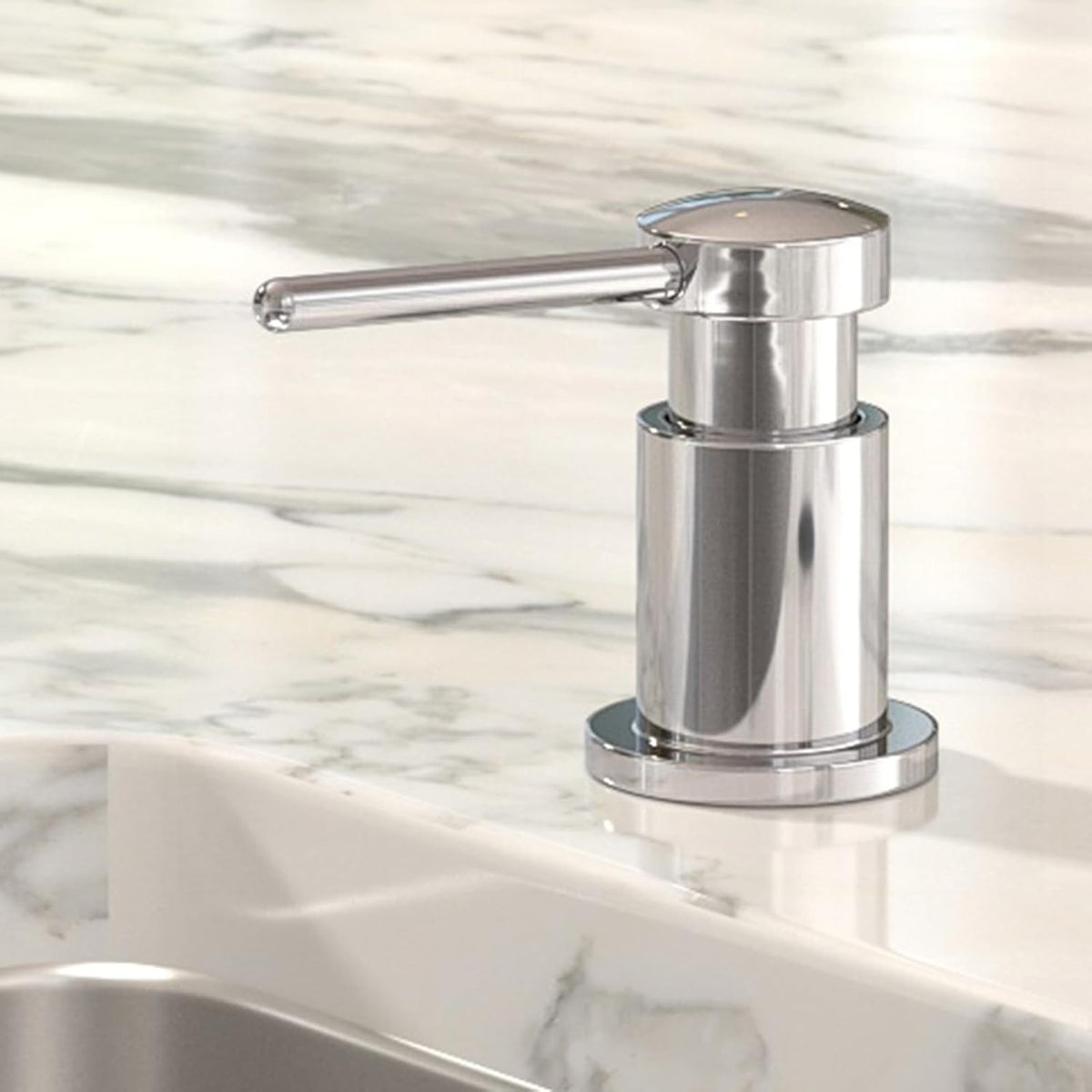 Lava Odoro Chrome Soap Dispenser for Kitchen Sink, Modern Brass Built in Countertop Pump Dispenser