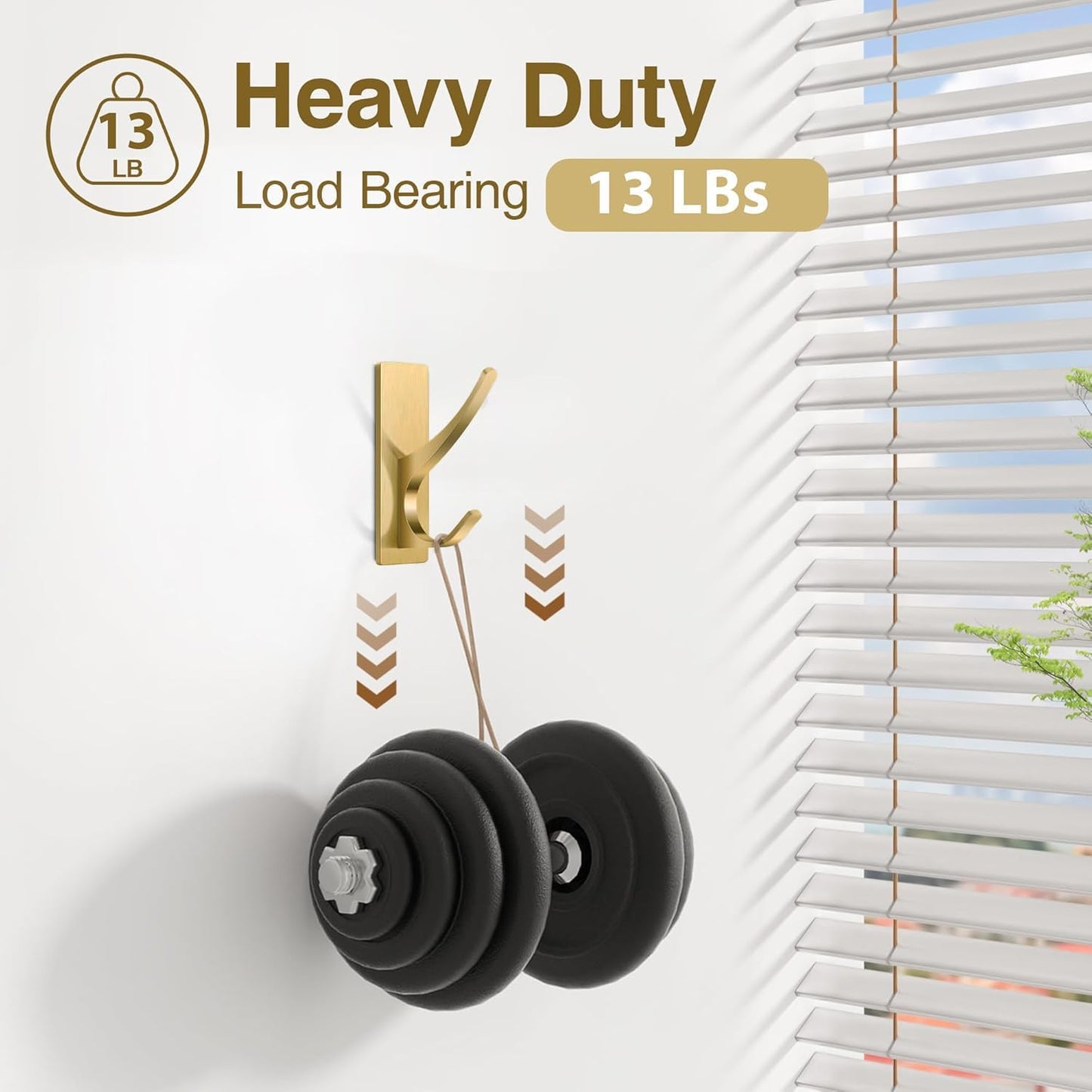 pickpiff Self Adhesive Coat Hooks for Hanging, Heavy Duty Stainless Double Wall Hook for Towel