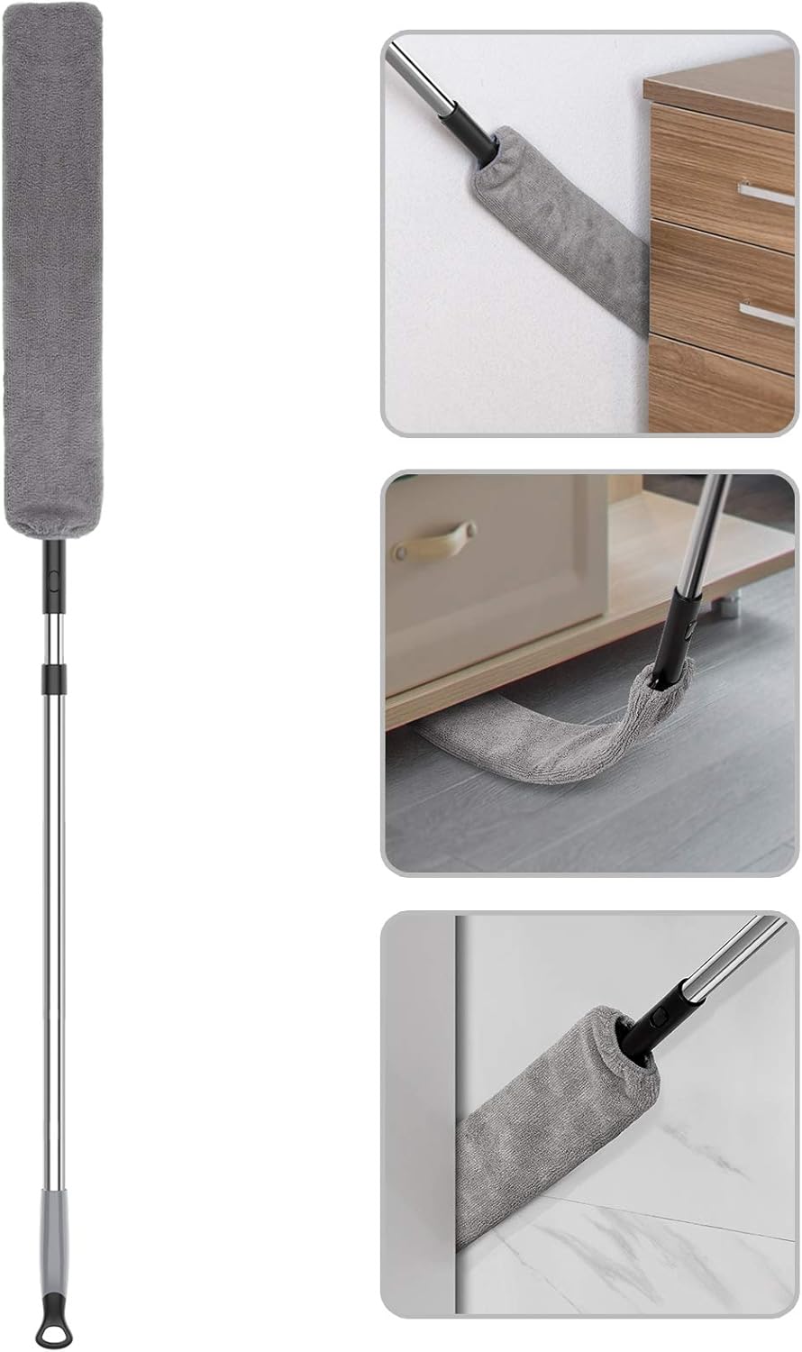 MR.SIGA Flexible Microfiber Long Duster for Gap Cleaning, Stainless Steel Adjustable Handle