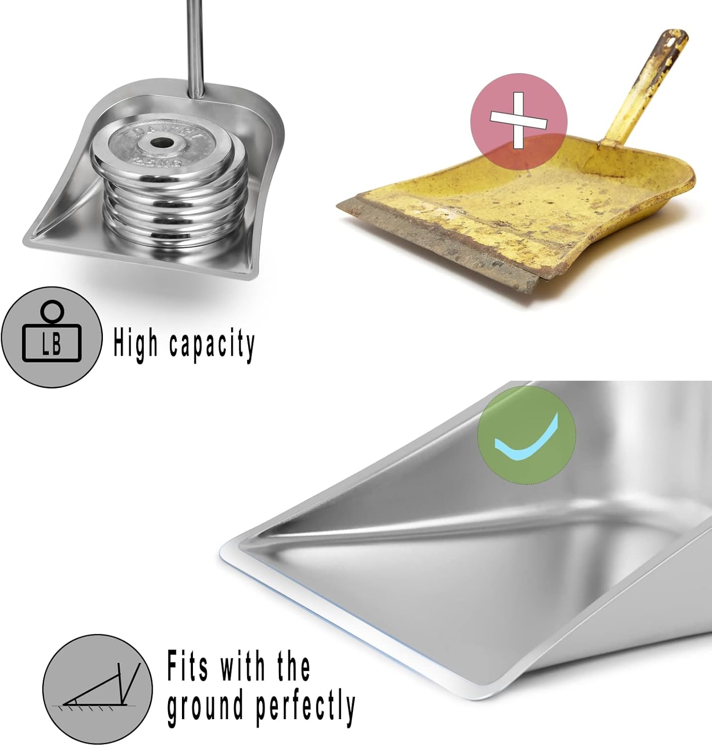 Broom and Dustpan Set for Home, 56" Kitchen Broom with Dustpan Combo Set, Heavy Duty Dustpans with