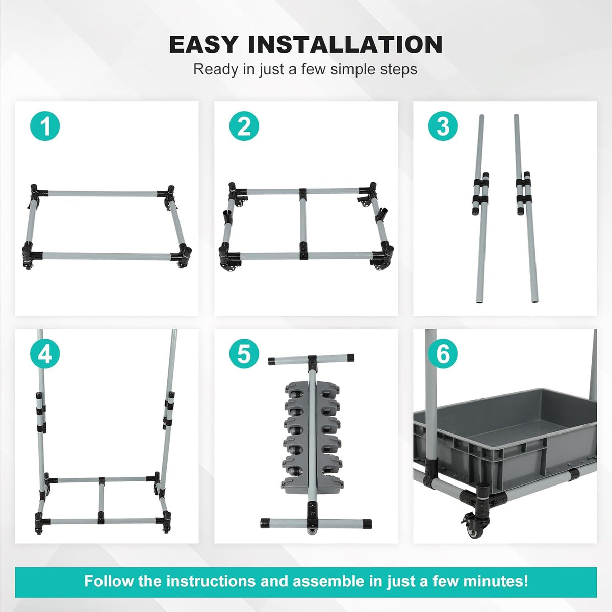 Rolling Cleaning Cart with Mop & Broom Organizer,Movable Floor-Mounted Mop Rack Floor Standing