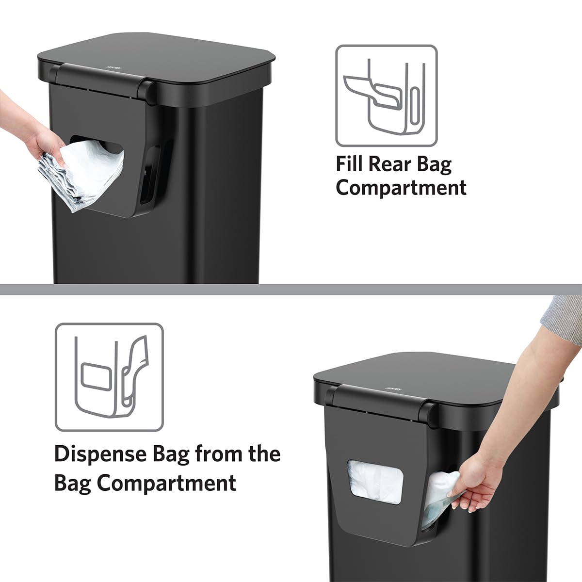 Glad Stainless Steel Step Trash Can, Series 2 with Clorox Protection - Large Black Kitchen Garbage