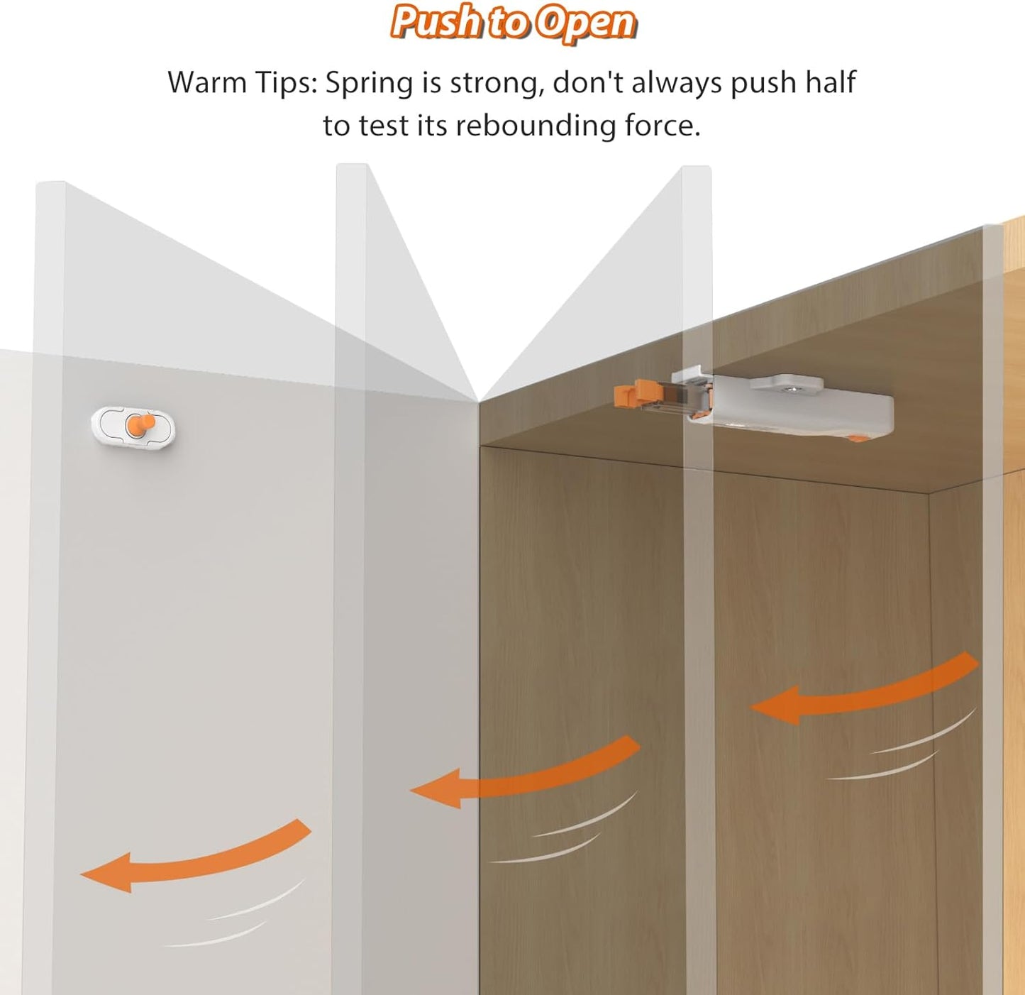 Jiayi Push to Open Door Catches Heavy Duty 2 Pack Push Opener Door Latch for Cupboard White Touch