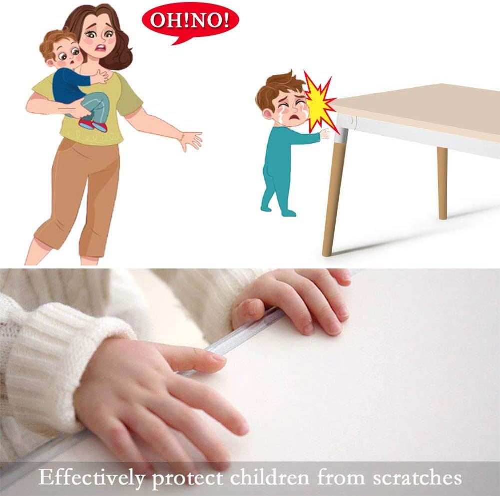 Edge Protector 100% Silicone, Baby Proofing Clear Table Corners Guards, Pre-Taped Adhesive Soft for