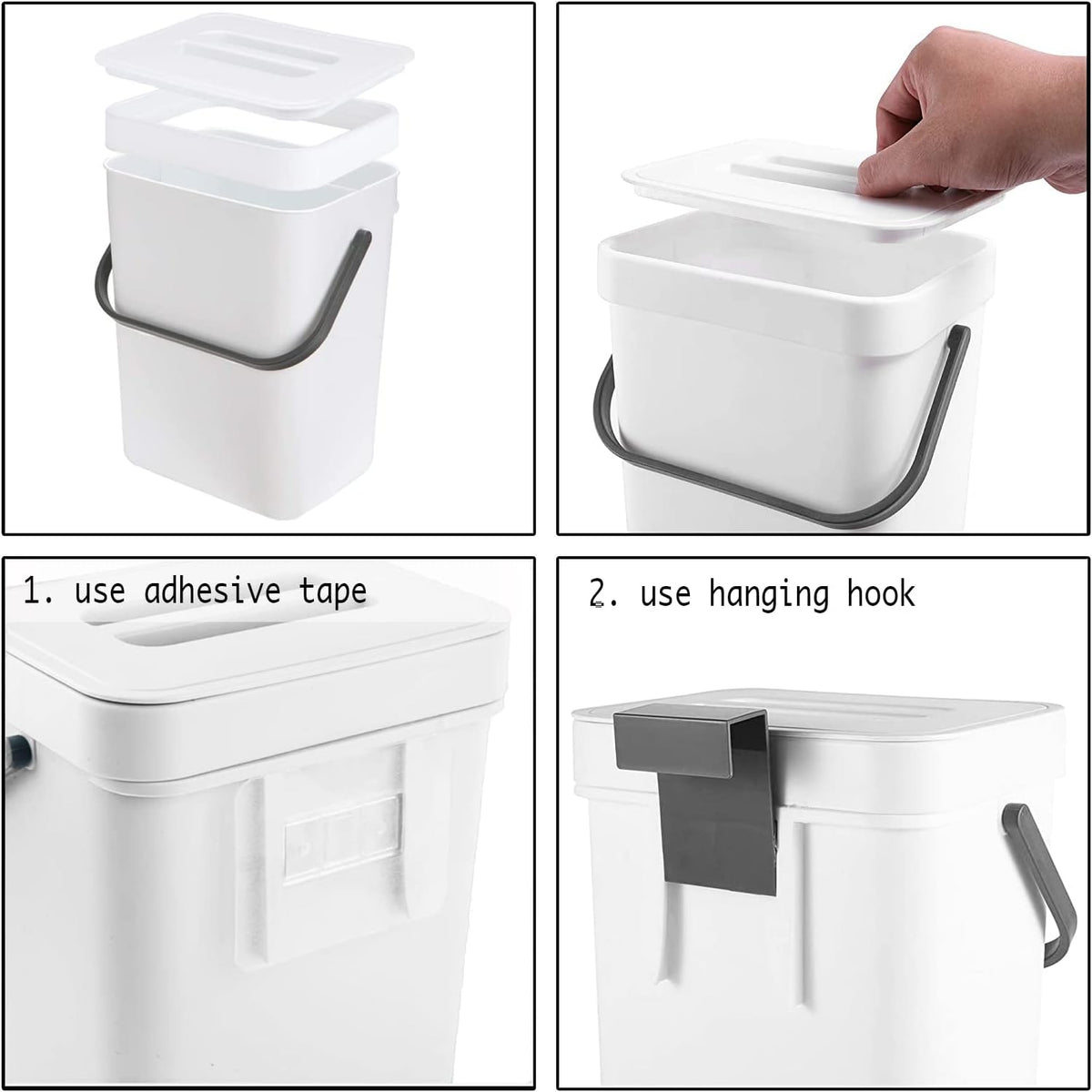 LALASTAR Compost Bin Indoor Kitchen Sealed, Hanging Small Trash Can with Lid Under Sink for
