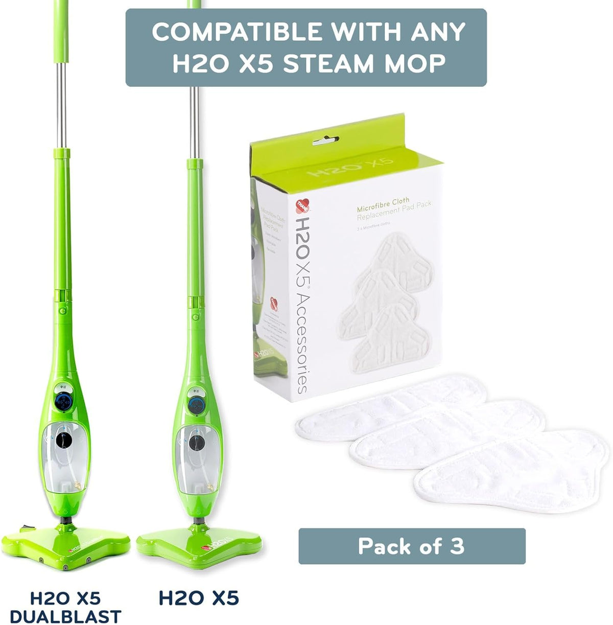 H2O X5 5-in-1 Multi-Purpose Steam Mop, Handheld Steam Cleaner, Adjustable Height, Removable Tank