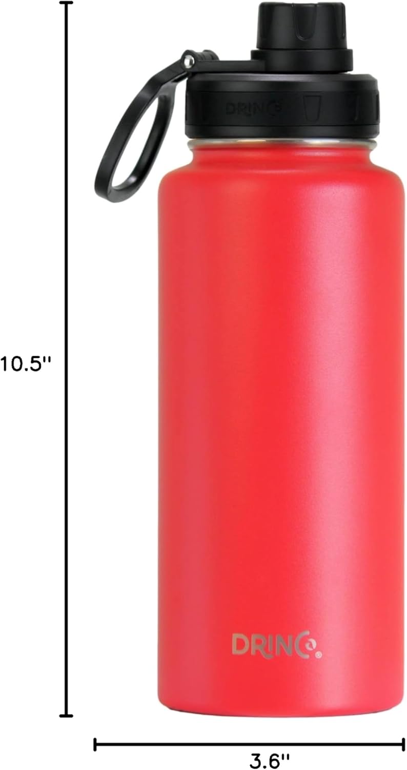 DRINCO Stainless Steel Water Bottle Spout Lid Vacuum Insulated Double Wall Water Bottle Wide Mouth