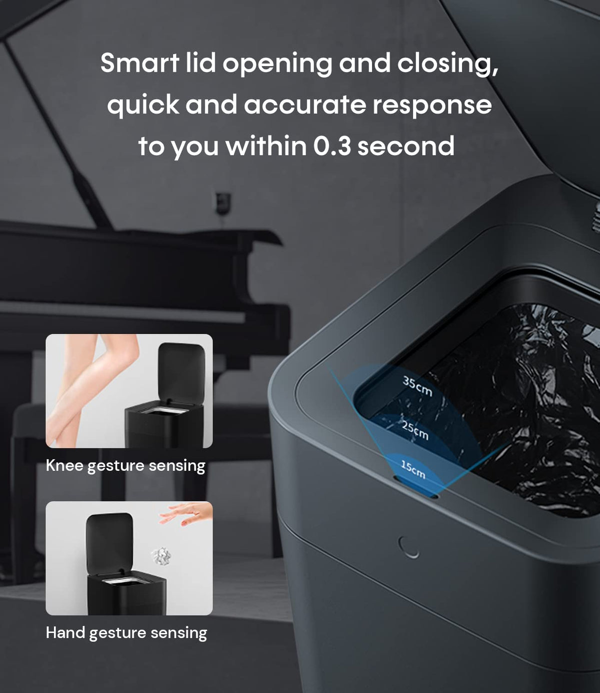 TOWNEW T1S 4.1 Gallon Automatic Self-Sealing and Self-Changing, Motion Sense Activated Trash Can