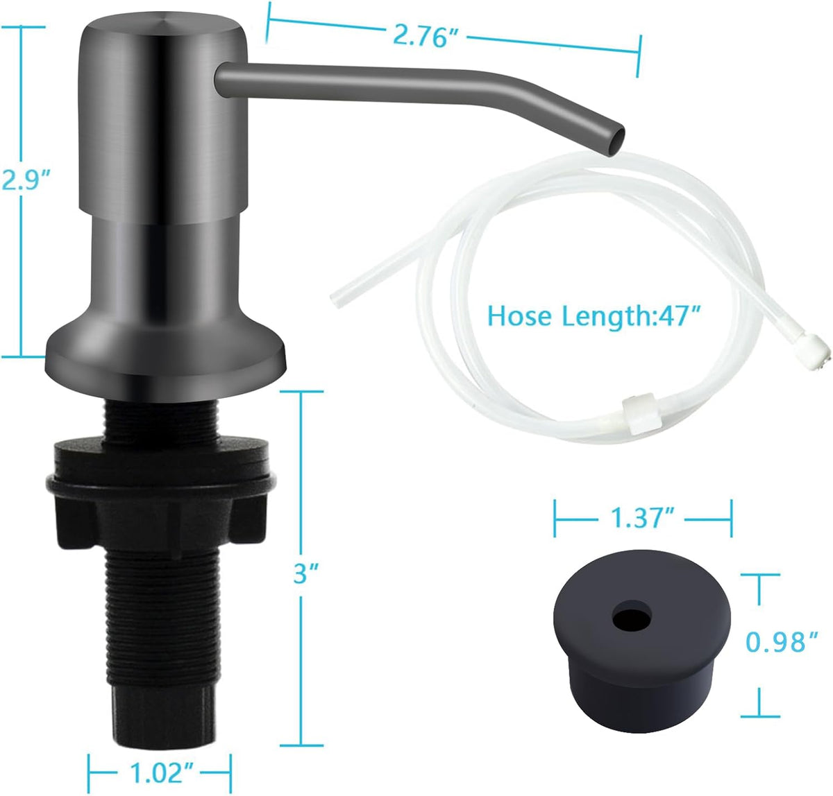 Kitchen Sink Soap Dispenser With 47" Extension Tube Kit, Under Sink Pump, No Need for Refills, Good