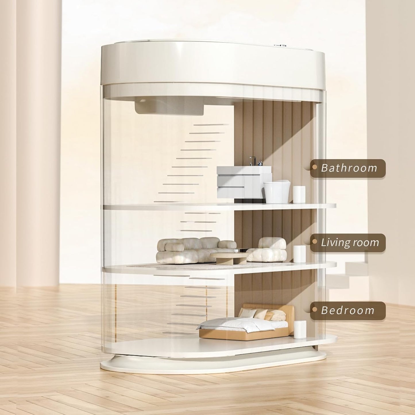 MRBIN Small Trash Can for Bathroom, Automatic Touch Less Garbage Bin with Lid, 2 Gallon Plastic