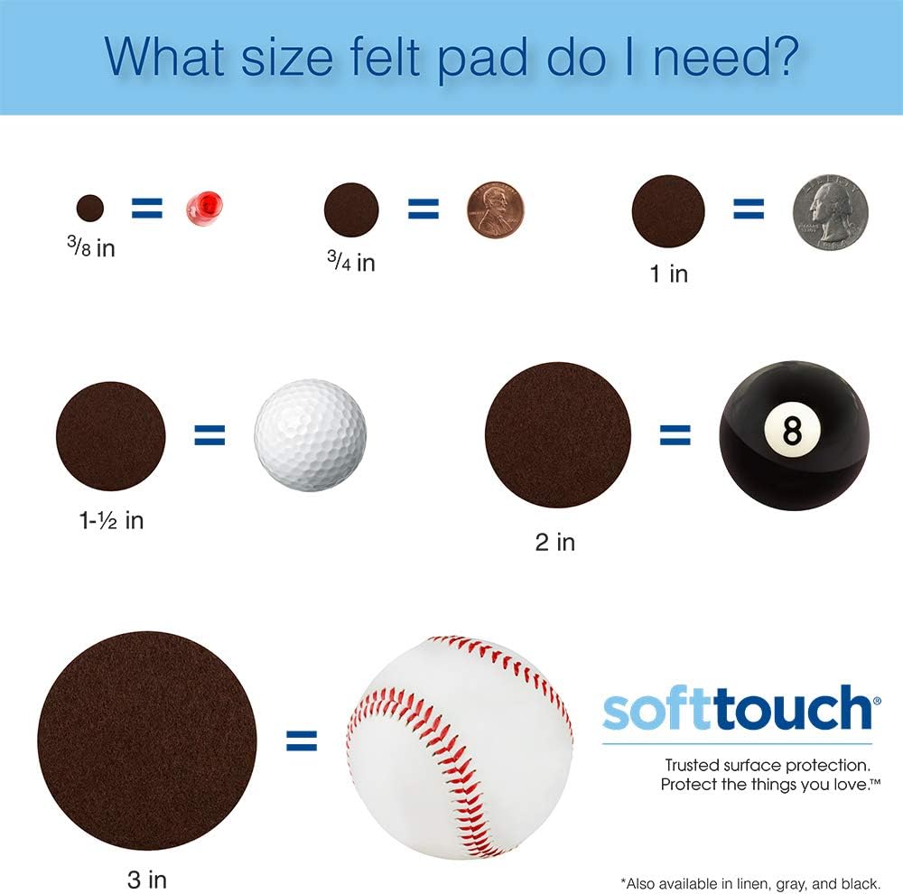 SOFTTOUCH 1 1/2" Round Heavy Duty Felt Furniture Pads for Hardwood, Beige (24 Pack)
