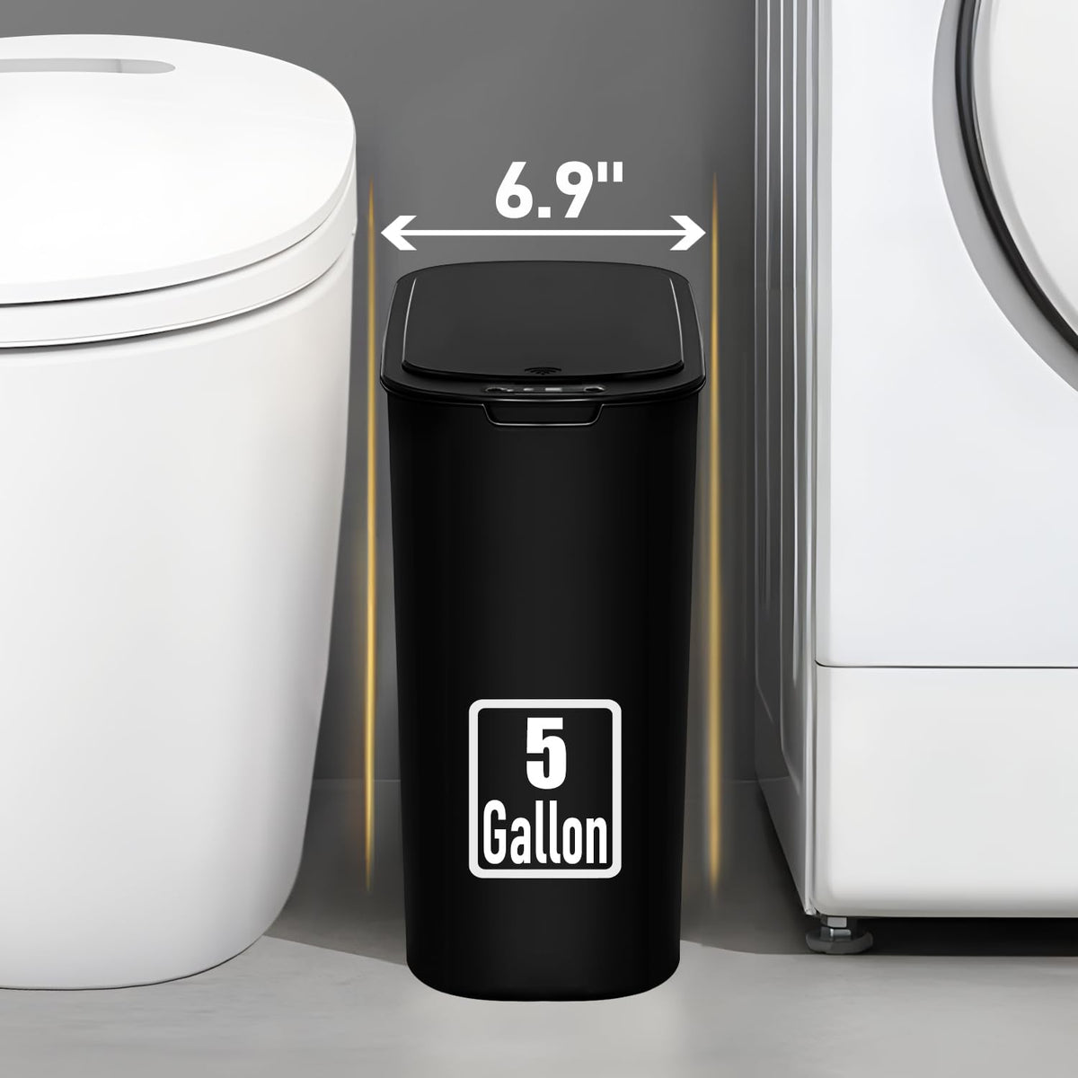 5 Gallon Motion Senor Bathroom Trash Can with Lid, Automatic Garbage Can Touchless, Smart Plastic
