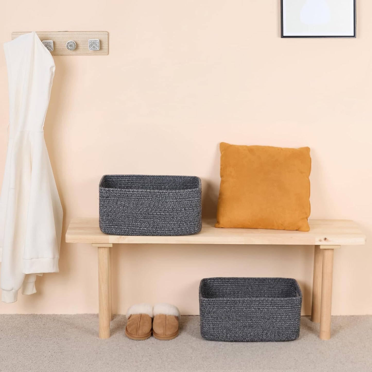 Large Storage Baskets for Shelves, Closet Organizers Bins for Clothes Blanket Towels, Baby Nursery